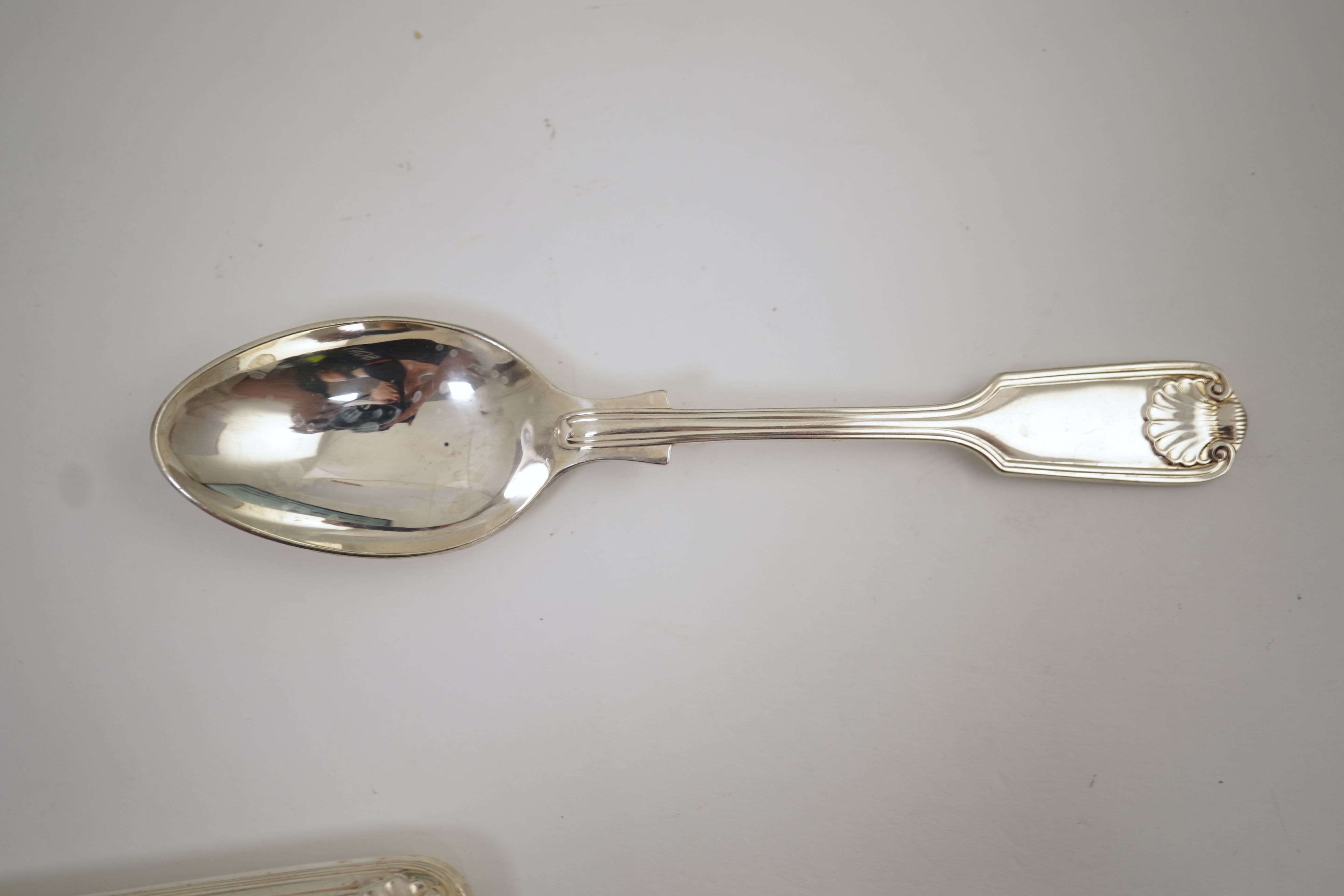 An Elizabeth II part canteen of silver fiddle, thread and shell pattern cutlery, by J B Chatterley & Sons Ltd